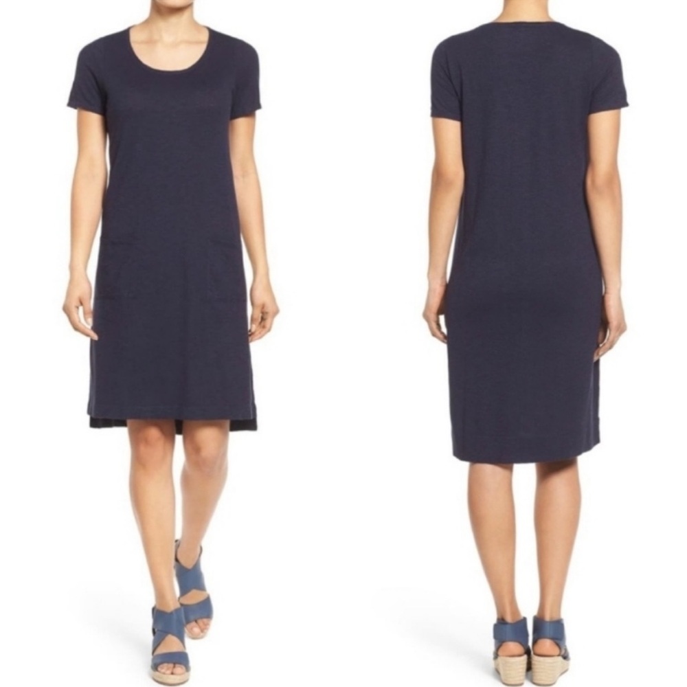 • Eileen Fisher • Women’s Cotton Blend T-Shirt Dress
Pockets Navy Blue Medium